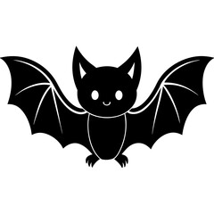 Cute Black Vector Bat Line Art Black Vector Silhouette Cartoon  Illustration
