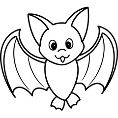 Cute Black Vector Bat Line Art Black Vector Silhouette Cartoon  Illustration