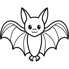 Cute Black Vector Bat Line Art Black Vector Silhouette Cartoon  Illustration