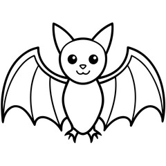 Cute Black Vector Bat Line Art Black Vector Silhouette Cartoon  Illustration
