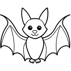 Cute Black Vector Bat Line Art Black Vector Silhouette Cartoon  Illustration
