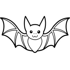 Obraz premium Cute Black Vector Bat Line Art Black Vector Silhouette Cartoon Illustration