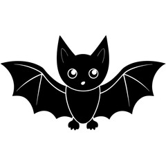 Cute Black Vector Bat Line Art Black Vector Silhouette Cartoon  Illustration