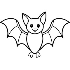 Cute Black Vector Bat Line Art Black Vector Silhouette Cartoon  Illustration