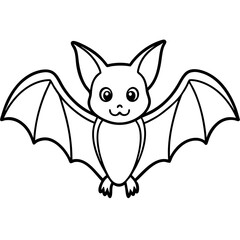 Cute Black Vector Bat Line Art Black Vector Silhouette Cartoon  Illustration