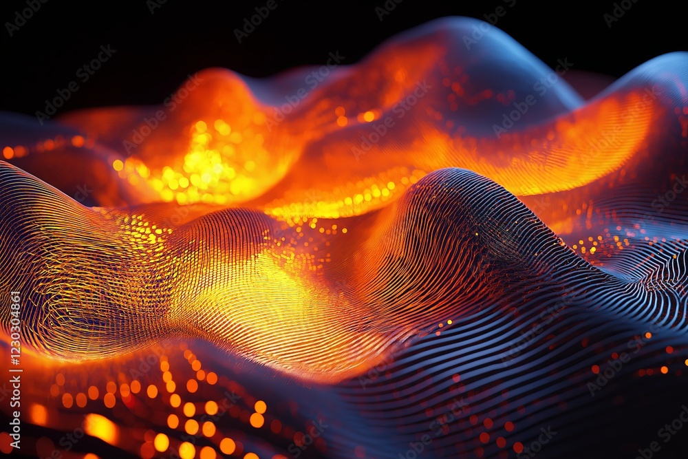 Poster A glowing data stream forming intricate 3D shapes