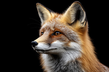 Obraz premium Red Fox Portrait Against Dark Background