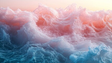 Fototapeta premium Abstract ocean waves with pink and blue gradient at sunset