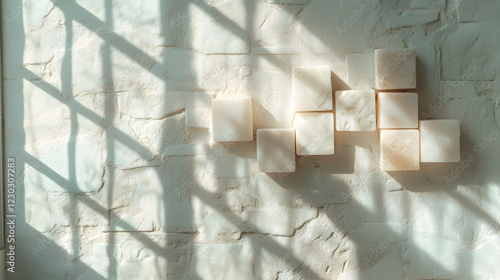 Poster ethereal geometry dramatic interplay of light and shadow in a modern architectural space captivating