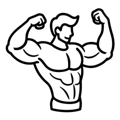 Silhouette of muscular man on white background