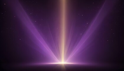 Rayos de luz morados y amarillos brillantes que brillan desde la parte superior del marco contra un fondo oscuro y estrellado