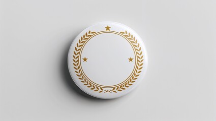 Plain Blank Badge Isolated on White Background with Smooth Surface for Custom Design and Personalization