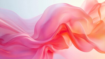 Fototapeta premium Elegant Flowing Fabric Design in Soft Pink and Orange Hues