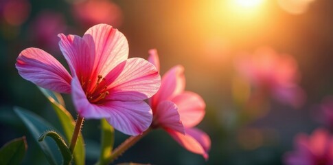 Fototapeta premium Iridescent blooms shining brightly in sunlight, sunlight, glow