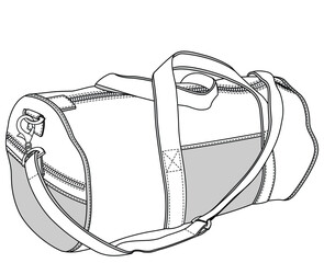 short and long handled cylinder type duffle bag flat sketch vector illustration technical cad drawing template	
