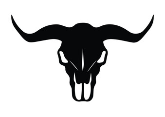 Cow skull silhouette illustration for western and rustic decor concept