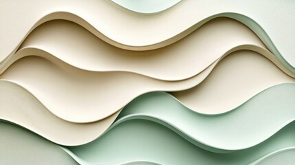 Obraz premium Abstract Wave Pattern Background in Pastel Cream and Green Hues