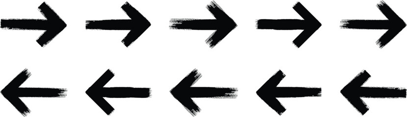 Grunge arrow vector set. Grunge arrow brush drawn. grunge arrow brush. grunge arrow paint. Sketch line grunge arrow element.