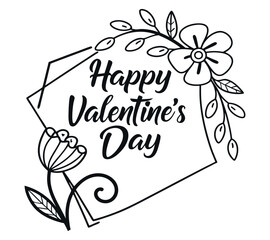 Happy Valentines Day calligraphy with flower