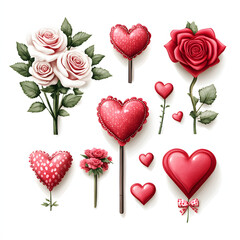 cute valentine clipart, watercolour illustration, isolated on white background.
