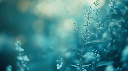 Serene Teal Blooms in Nature's Embrace