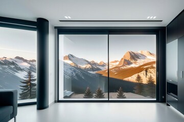 Fototapeta premium Mountain view from modern house 