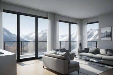  Mountain view from modern house 