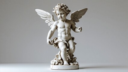 Cupid Cherubs Statue Isolated on a White Background, Evoking Romance and Classic Elegance