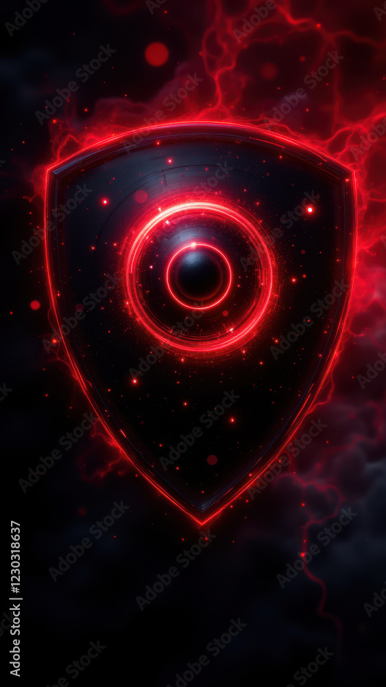 Poster shield with a circular design, representing internet security.