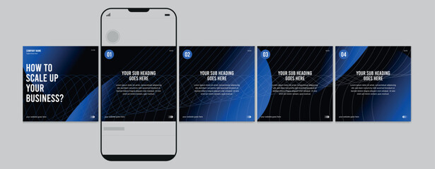 Linkedin carousel post design, Editable social media Instagram carousel post, Most engaging business carousel post, Template eps 10.