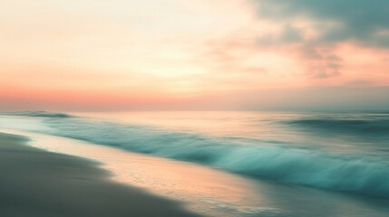 Serene Sunrise Coastal Scene: Peaceful Beach at Dawn