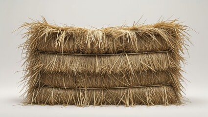 Dry Hay Bale Isolated on White Background: Rustic, Natural, and Perfect for Farm or Countryside Themes