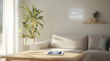 Modern Living Room with Smart Home Display