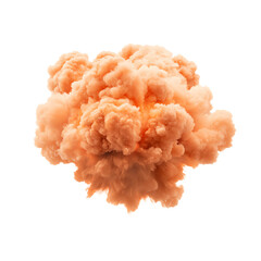 Orange smoke explosion effect on black background. PNG