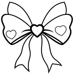 Elegant Heart Bow Line Drawing