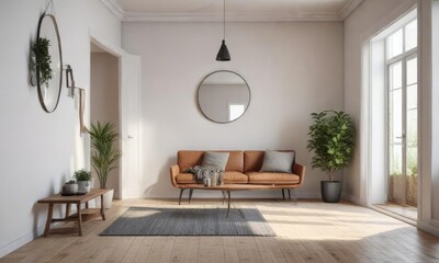 Scandinavian style hall with minimalist decor, bright, Scandinavian, airy