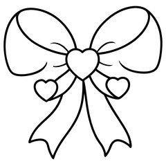 Elegant Heart Bow Line Drawing