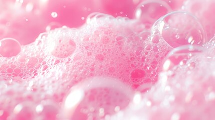 Pink Bubbles: A Close-Up Macro Photography of Delicate Foam Texture