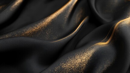 Luxurious Black Fabric with Golden Design