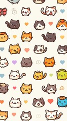 Adorable Cartoon Cats Seamless Pattern