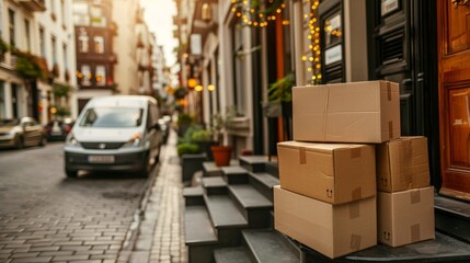 Efficient cargo delivery trucks with cardboard boxes for optimal transport and logistics solutions