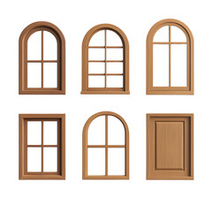 Collection of wooden window designs. PNG