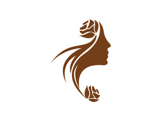 Beauty long hair girl silhouette logo icon vecto. Beauty girl side face logo silhouette.Vector girl for logo.