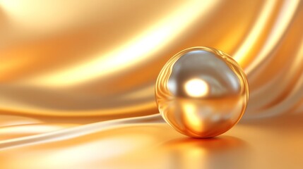 Obraz premium Golden Sphere on Luxurious Gold Background - Stunning 3D Design