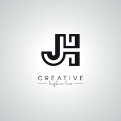 JH HJ Letter Modern Alphabet Logo Design. Initial Based Vector Template.