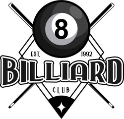 Billiard Club Logo Design Sports Stock Vector