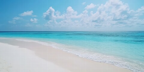 Fototapeta premium Serene Coastal Landscape with Crystal Clear Water and White Sand