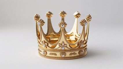 Gold Crown Isolated on White Background, Symbolizing Royalty, Power, and Prestige with an Elegant and Luxurious Design