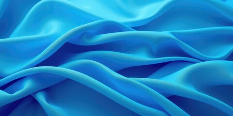 Obraz premium Soft abstract fabric waves in a gradient of blue hues, reminiscent of a serene ocean landscape, blue ocean, abstract art