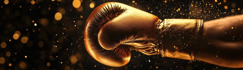 Golden Victory: A Champion's Fist in a Shower of Triumph